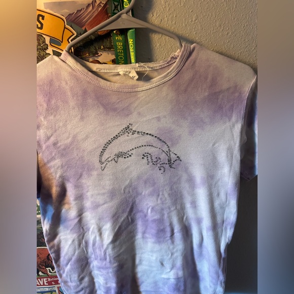 purple tie dye with gem dolphin t shirt - Picture 2 of 3